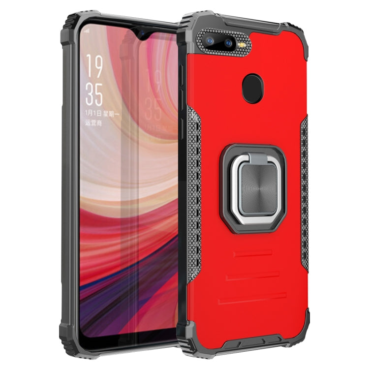 For OPPO A7 / A5S / A12 / A11K / F9 Fierce Warrior Series Armor Aluminum Alloy + TPU Phone Case with Ring Holder