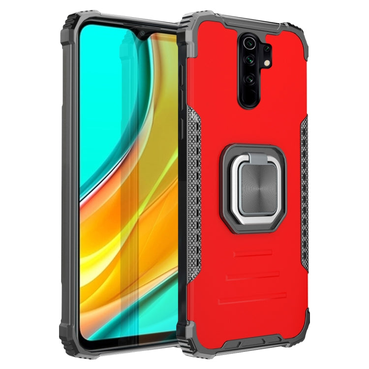 For Xiaomi Redmi 9 / Redmi 10X Fierce Warrior Series Armor Aluminum Alloy + TPU Phone Case with Ring Holder