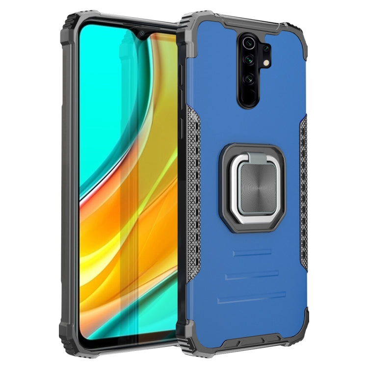 For Xiaomi Redmi 9 / Redmi 10X Fierce Warrior Series Armor Aluminum Alloy + TPU Phone Case with Ring Holder