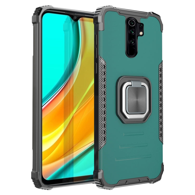 For Xiaomi Redmi 9 / Redmi 10X Fierce Warrior Series Armor Aluminum Alloy + TPU Phone Case with Ring Holder