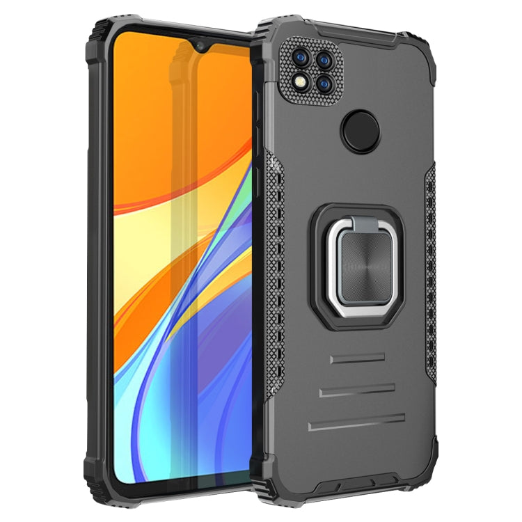 For Xiaomi Redmi 9C / Redmi 9 Indian Version Fierce Warrior Series Armor Aluminum Alloy + TPU Phone Case with Ring Holder