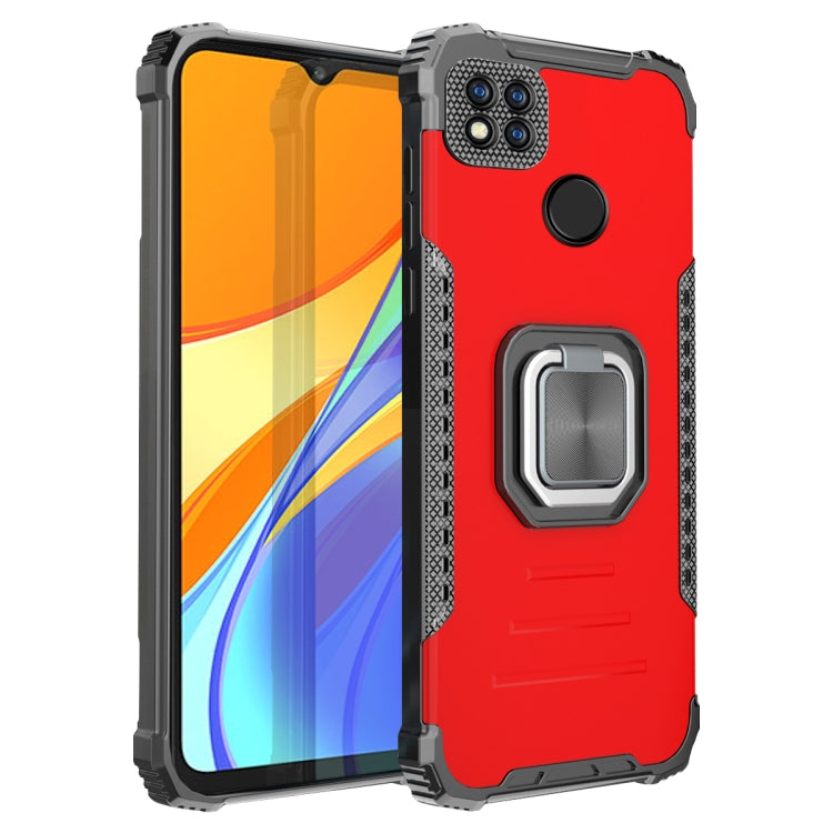 For Xiaomi Redmi 9C / Redmi 9 Indian Version Fierce Warrior Series Armor Aluminum Alloy + TPU Phone Case with Ring Holder