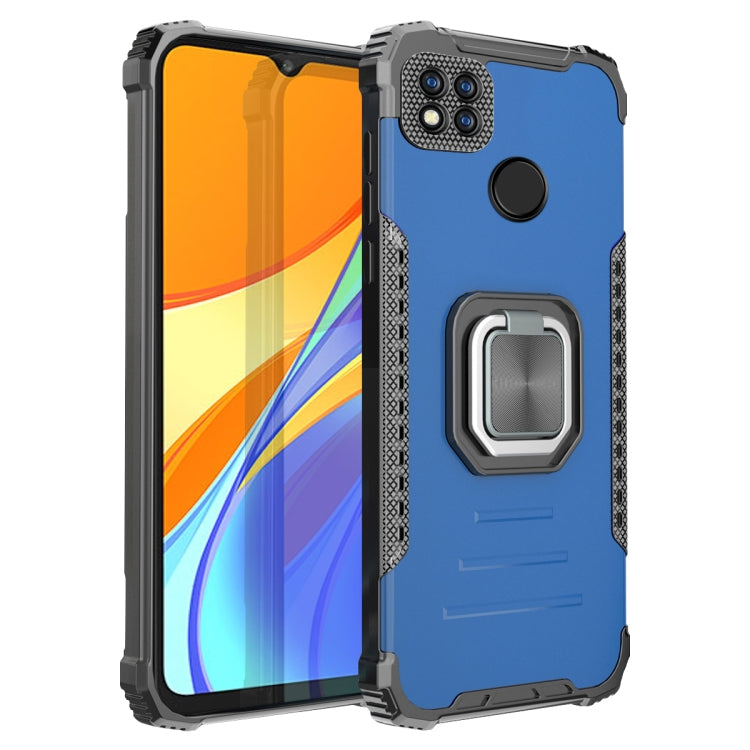 For Xiaomi Redmi 9C / Redmi 9 Indian Version Fierce Warrior Series Armor Aluminum Alloy + TPU Phone Case with Ring Holder