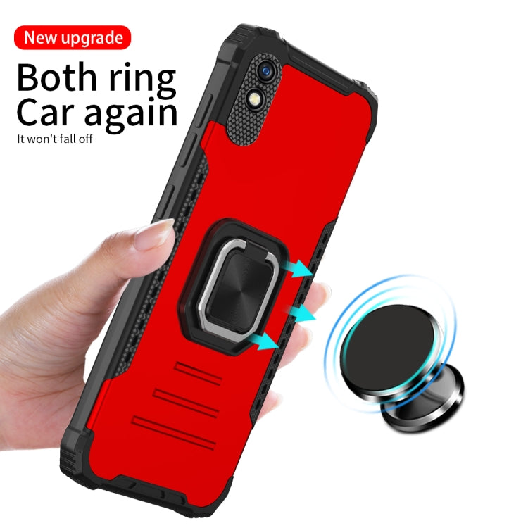 For Xiaomi Redmi 9C / Redmi 9 Indian Version Fierce Warrior Series Armor Aluminum Alloy + TPU Phone Case with Ring Holder
