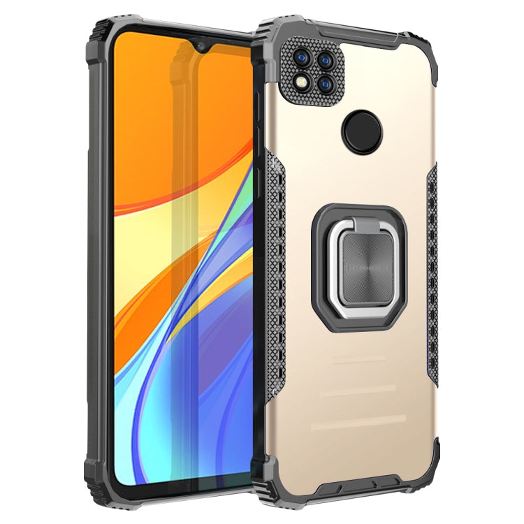 For Xiaomi Redmi 9C / Redmi 9 Indian Version Fierce Warrior Series Armor Aluminum Alloy + TPU Phone Case with Ring Holder