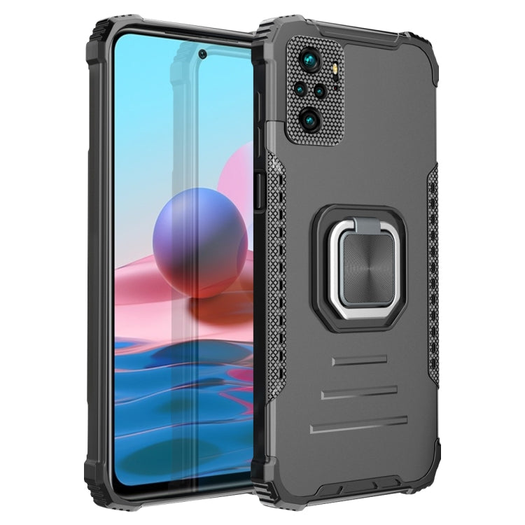 For Xiaomi Redmi Note 10 4G / Note 10S Fierce Warrior Series Armor Aluminum Alloy + TPU Phone Case with Ring Holder