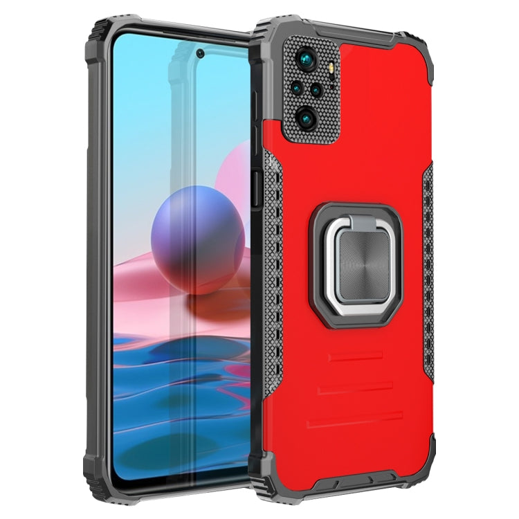 For Xiaomi Redmi Note 10 4G / Note 10S Fierce Warrior Series Armor Aluminum Alloy + TPU Phone Case with Ring Holder
