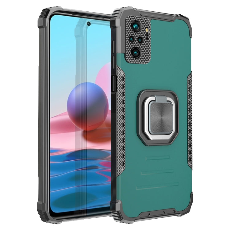 For Xiaomi Redmi Note 10 4G / Note 10S Fierce Warrior Series Armor Aluminum Alloy + TPU Phone Case with Ring Holder