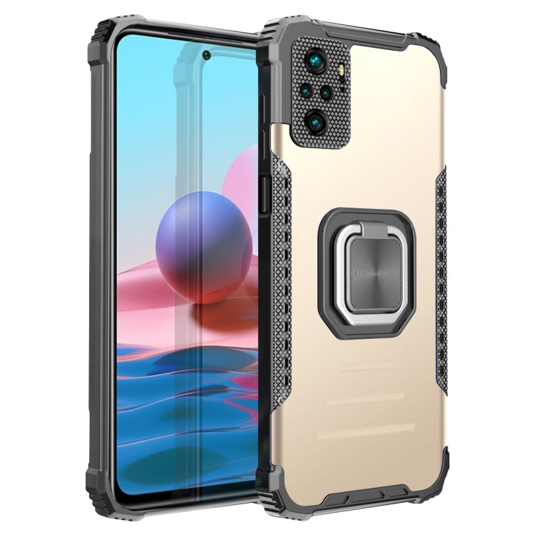 For Xiaomi Redmi Note 10 4G / Note 10S Fierce Warrior Series Armor Aluminum Alloy + TPU Phone Case with Ring Holder
