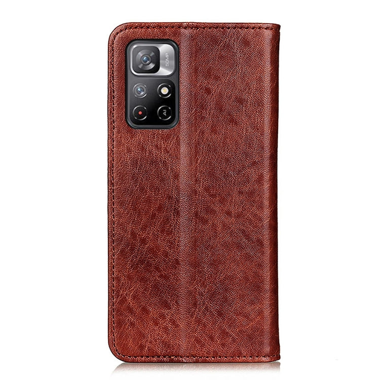 For Xiaomi Redmi Note 11 / Redmi Note 11 5G (China) / Poco M4 Pro 5G / Redmi Note 11T 5G(India) Magnetic Crazy Horse Texture Horizontal Flip Leather Phone Case with Holder & Card Slots & Wallet