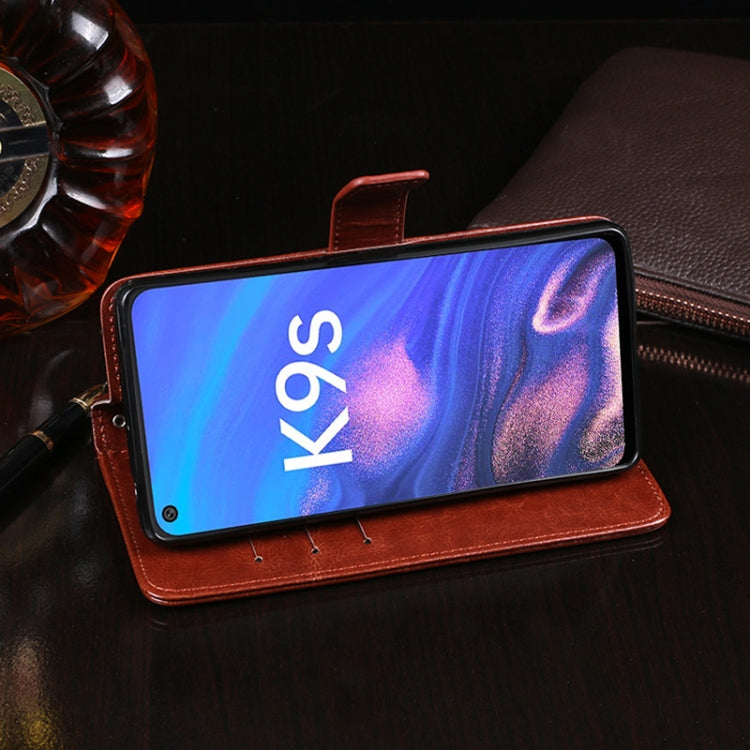 For OPPO K9s idewei Crazy Horse Texture Leather Phone Case with Holder & Card Slots & Wallet