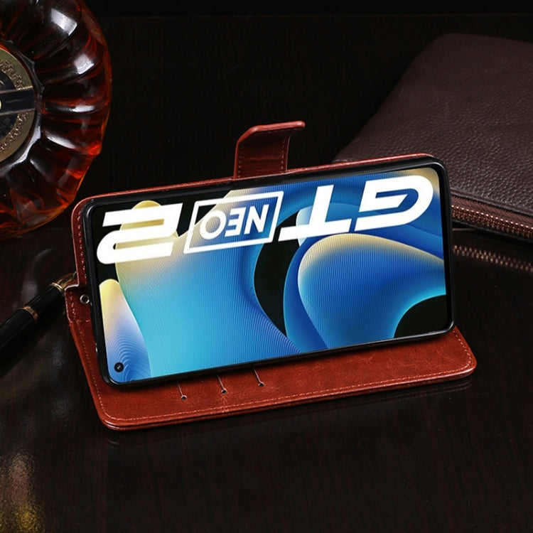 For OPPO Realme GT Neo2 idewei Crazy Horse Texture Leather Phone Case with Holder & Card Slots & Wallet