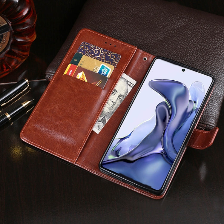 For Xiaomi Mi 11T idewei Crazy Horse Texture Leather Phone Case with Holder & Card Slots & Wallet