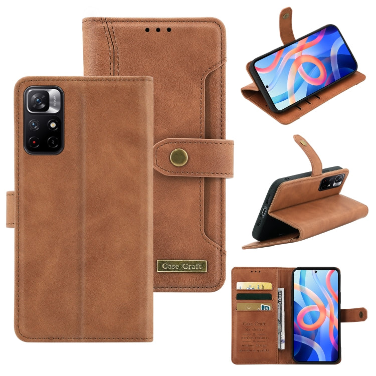 For Xiaomi Redmi Note 11 4G / Note 11S 4G International Version Copper Buckle Horizontal Flip Leather Phone Case