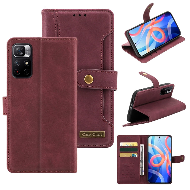 For Xiaomi Redmi Note 11 4G / Note 11S 4G International Version Copper Buckle Horizontal Flip Leather Phone Case