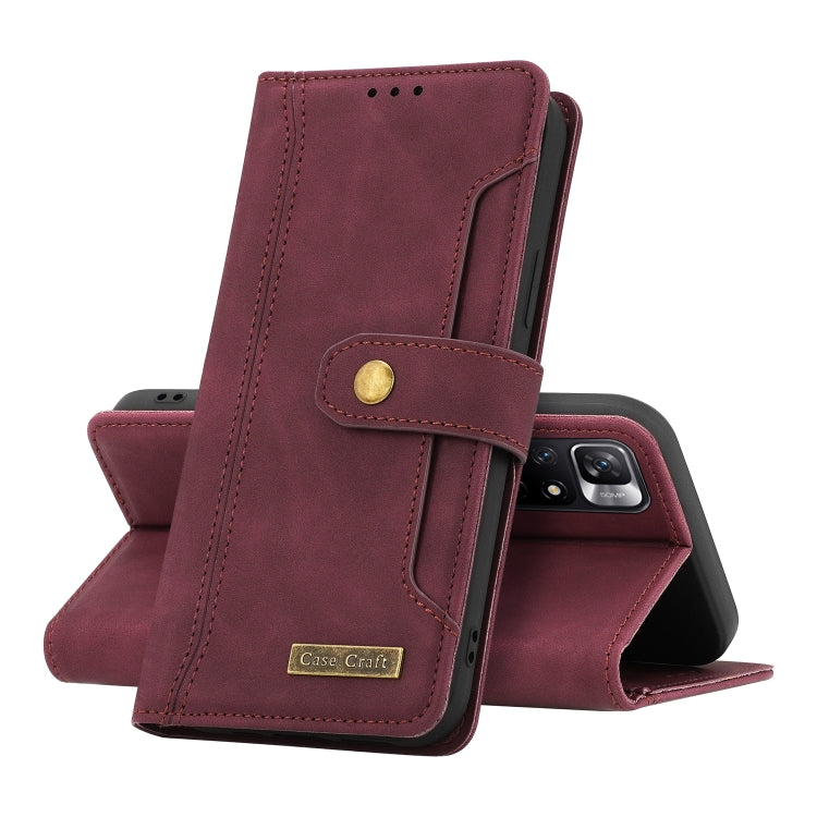 For Xiaomi Redmi Note 11 4G / Note 11S 4G International Version Copper Buckle Horizontal Flip Leather Phone Case