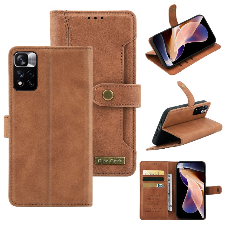 For Xiaomi Redmi Note 11 Pro / Note 11 Pro+ Copper Buckle Horizontal Flip Leather Phone Case