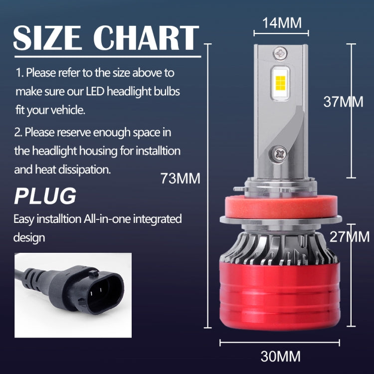 1 Pair F5 H11 DC9-23V / 24W / 6500K / 2500LM IP67 Car LED 3570 Lamp Beads Headlight(White Light)