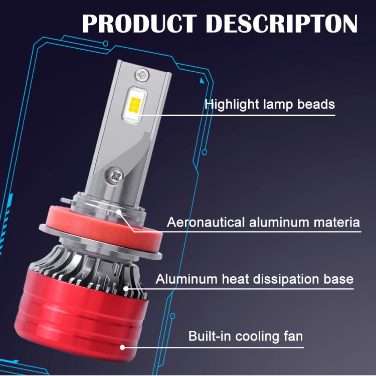 1 Pair F5 H11 DC9-23V / 24W / 6500K / 2500LM IP67 Car LED 3570 Lamp Beads Headlight(White Light)