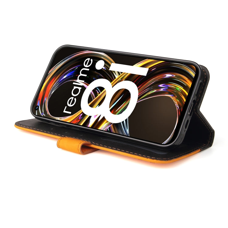 For OPPO Realme 8i Business Stitching-Color Horizontal Flip PU Leather Phone Case