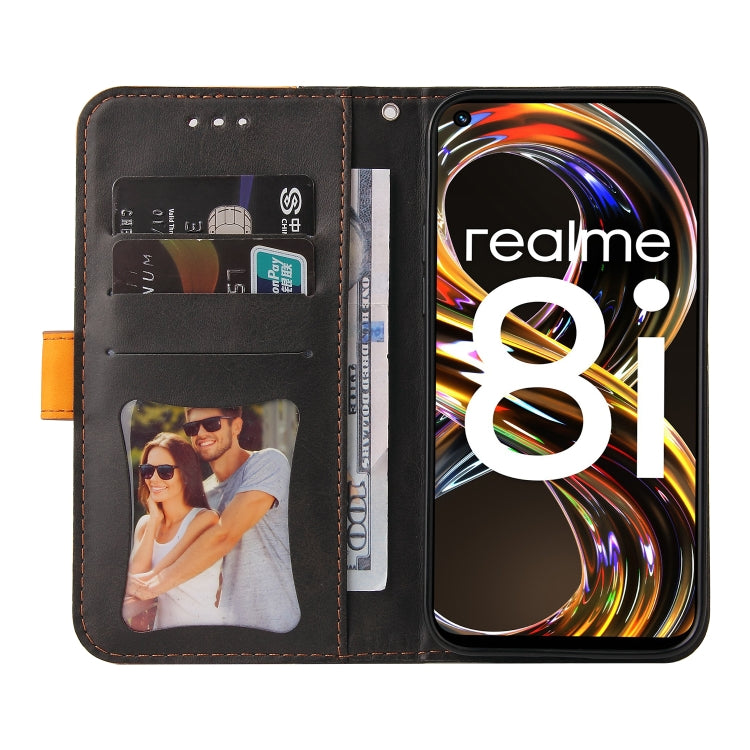 For OPPO Realme 8i Business Stitching-Color Horizontal Flip PU Leather Phone Case