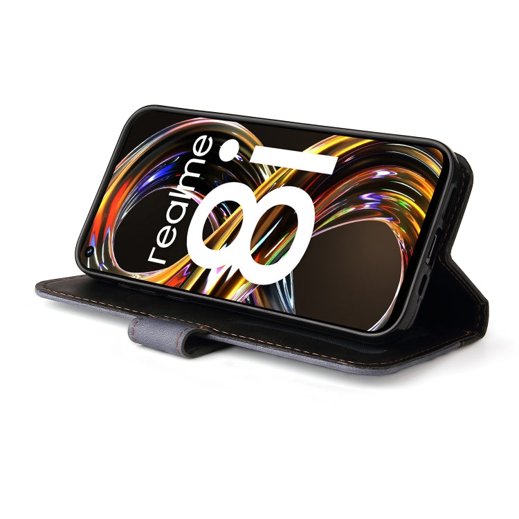 For OPPO Realme 8i Business Stitching-Color Horizontal Flip PU Leather Phone Case