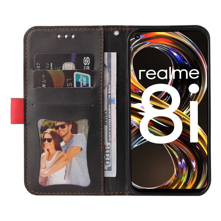 For OPPO Realme 8i Business Stitching-Color Horizontal Flip PU Leather Phone Case