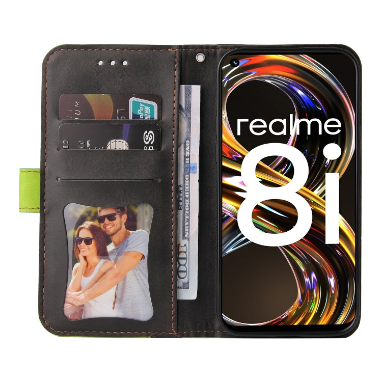 For OPPO Realme 8i Business Stitching-Color Horizontal Flip PU Leather Phone Case