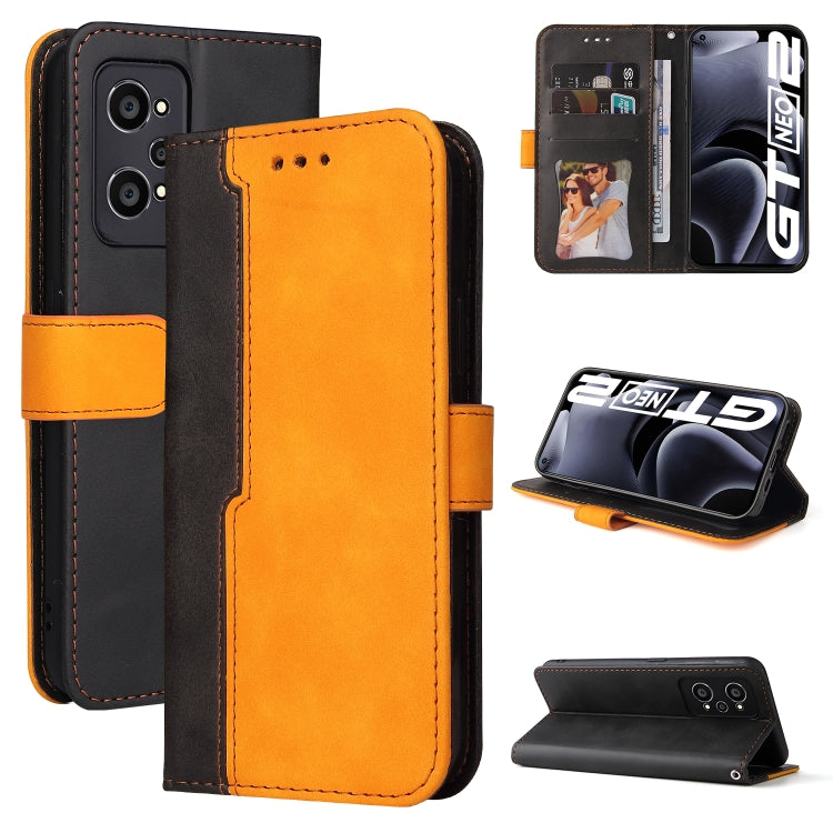 For OPPO Realme GT Neo2 Business Stitching-Color Horizontal Flip PU Leather Phone Case