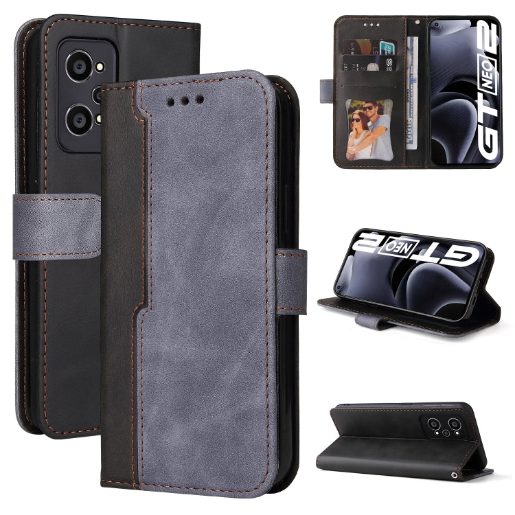 For OPPO Realme GT Neo2 Business Stitching-Color Horizontal Flip PU Leather Phone Case