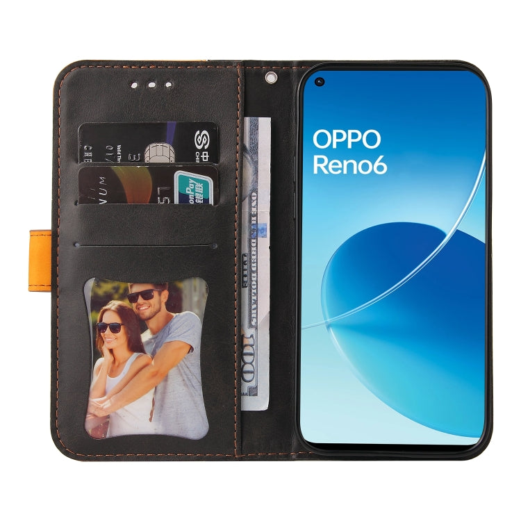 For OPPO Reno6 4G Business Stitching-Color Horizontal Flip PU Leather Phone Case