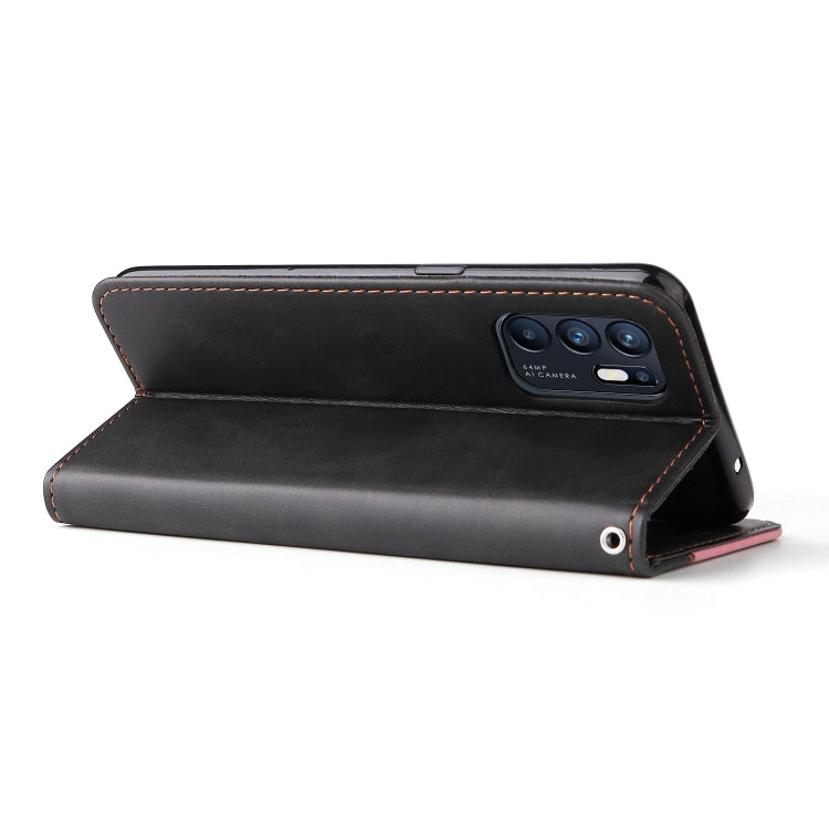 For OPPO Reno6 4G Business Stitching-Color Horizontal Flip PU Leather Phone Case