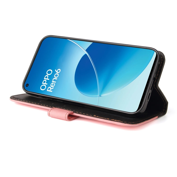 For OPPO Reno6 4G Business Stitching-Color Horizontal Flip PU Leather Phone Case