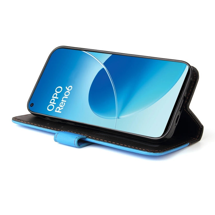 For OPPO Reno6 4G Business Stitching-Color Horizontal Flip PU Leather Phone Case