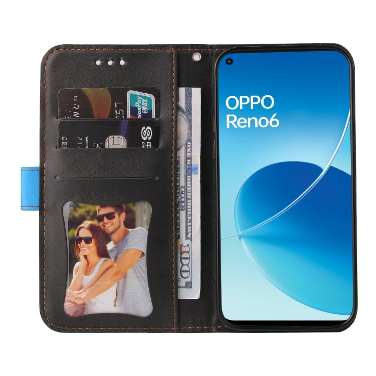 For OPPO Reno6 4G Business Stitching-Color Horizontal Flip PU Leather Phone Case