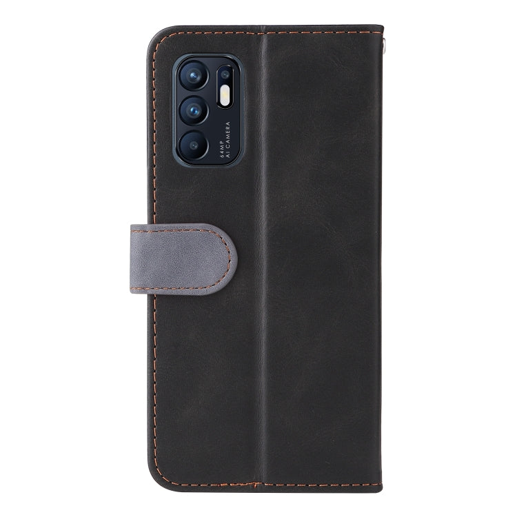 For OPPO Reno6 4G Business Stitching-Color Horizontal Flip PU Leather Phone Case