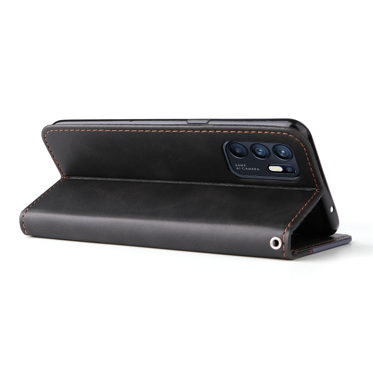 For OPPO Reno6 4G Business Stitching-Color Horizontal Flip PU Leather Phone Case