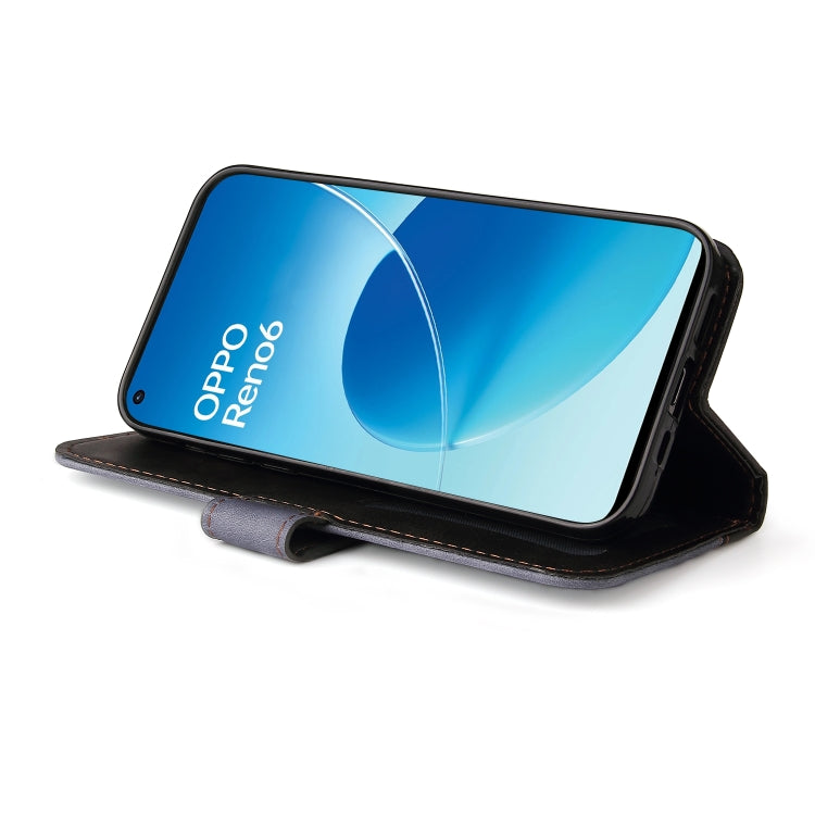 For OPPO Reno6 4G Business Stitching-Color Horizontal Flip PU Leather Phone Case