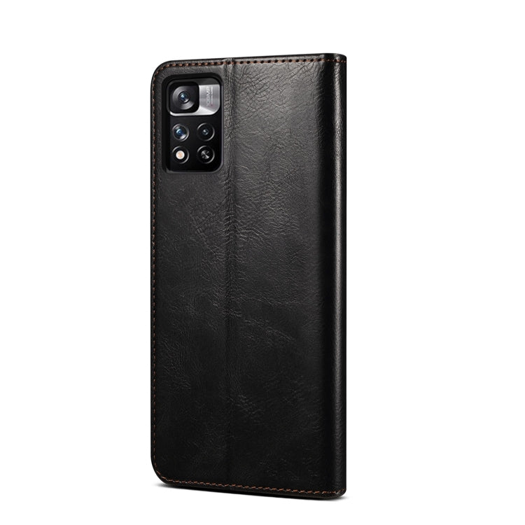 For Xiaomi Redmi Note 11 Oil Wax Texture Flip Leather Phone Case with Card Slots & Wallet