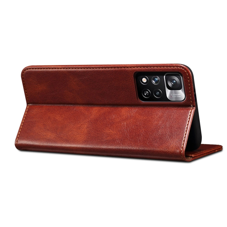 For Xiaomi Redmi Note 11 Oil Wax Texture Flip Leather Phone Case with Card Slots & Wallet