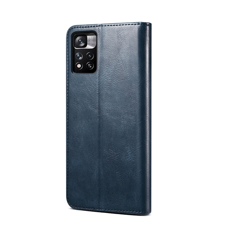 For Xiaomi Redmi Note 11 Oil Wax Texture Flip Leather Phone Case with Card Slots & Wallet
