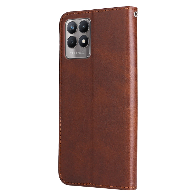 For OPPO Realme 8i Calf Texture Zipper Horizontal Flip Leather Phone Case