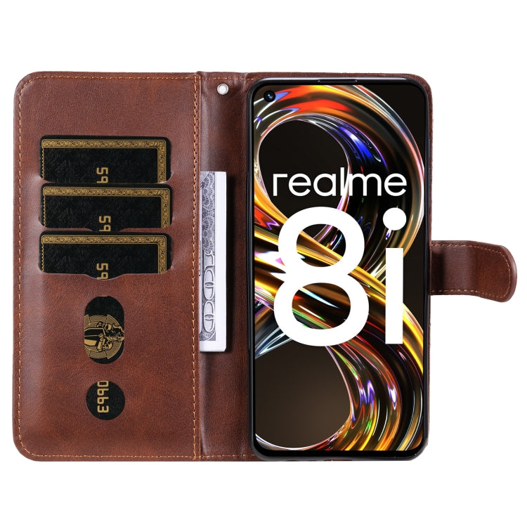 For OPPO Realme 8i Calf Texture Zipper Horizontal Flip Leather Phone Case