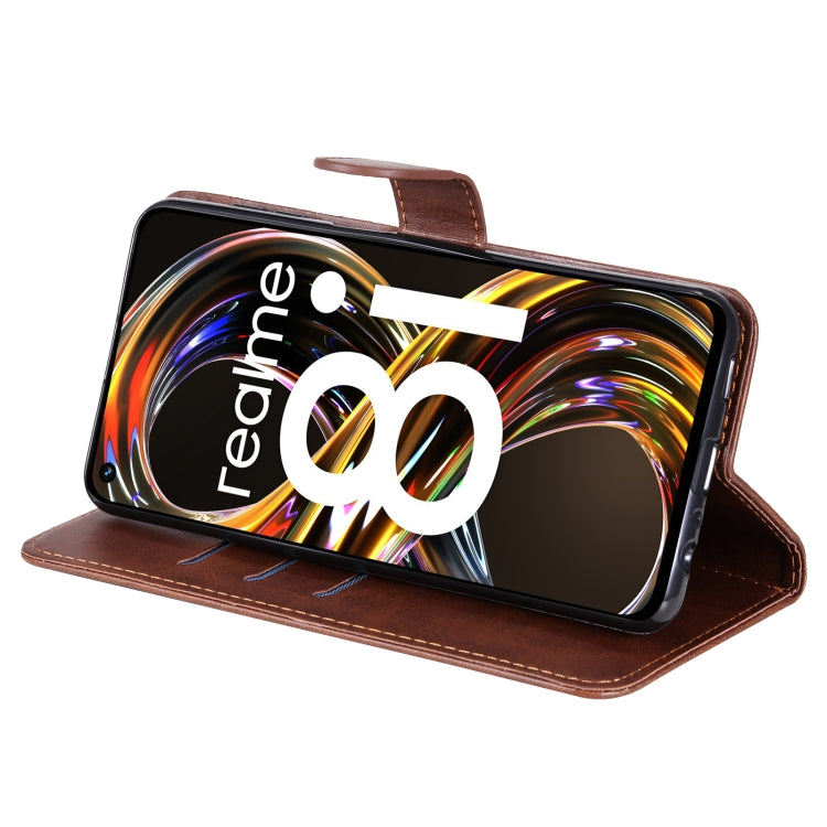 For OPPO Realme 8i Calf Texture Zipper Horizontal Flip Leather Phone Case