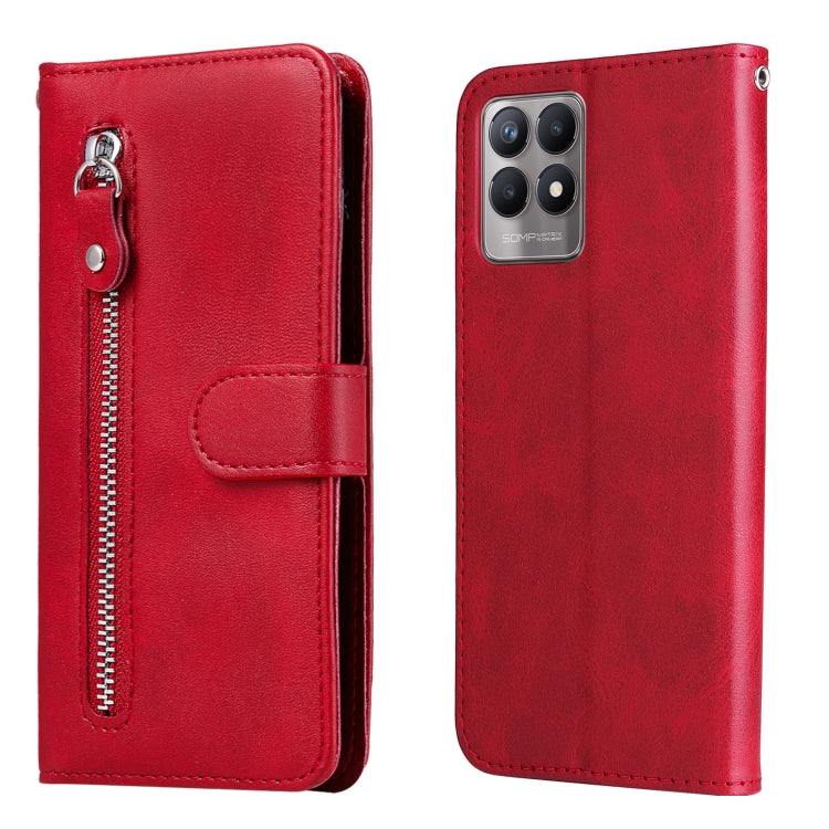 For OPPO Realme 8i Calf Texture Zipper Horizontal Flip Leather Phone Case