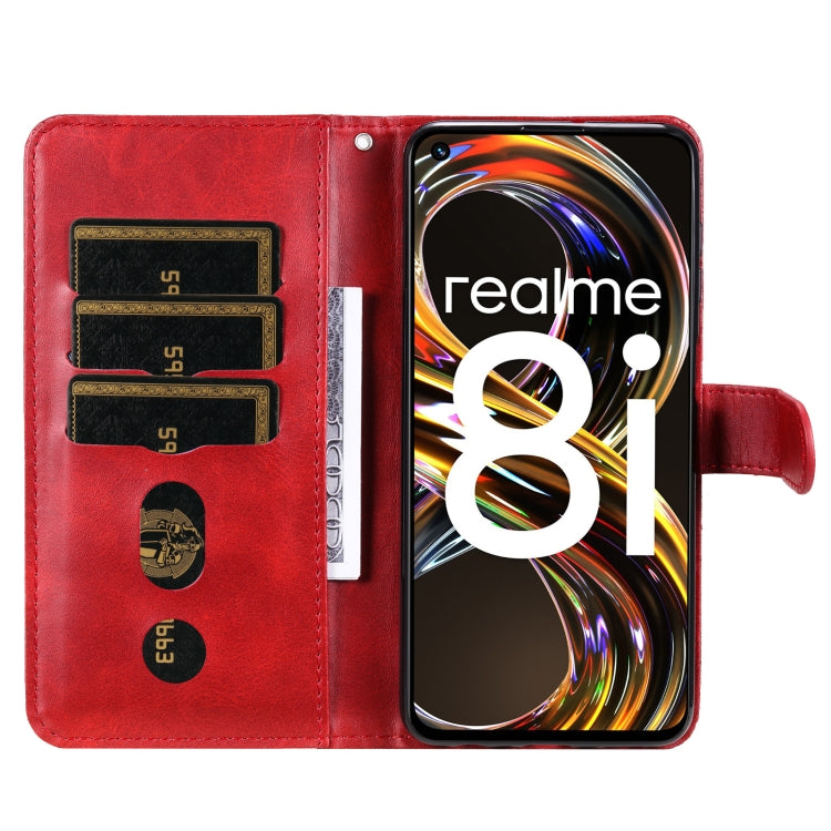 For OPPO Realme 8i Calf Texture Zipper Horizontal Flip Leather Phone Case