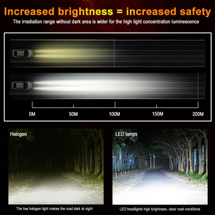 1 Pair V7 5202 DC9-36V / 22W / 2200LM / 6000K IP68 Car LED COB Lamp Beads Headlight(White Light)