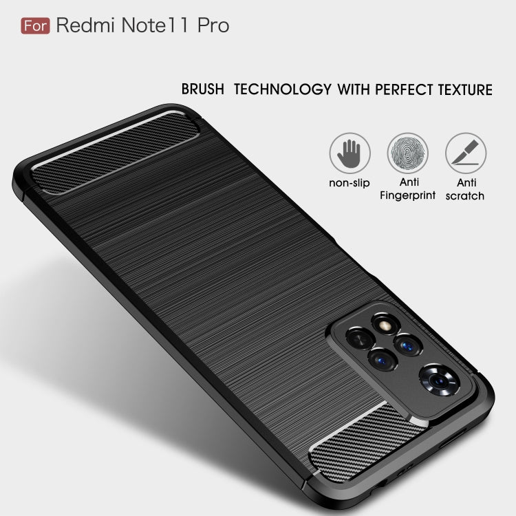 For Xiaomi Redmi Note 11 Pro Brushed Texture Carbon Fiber TPU Phone Case
