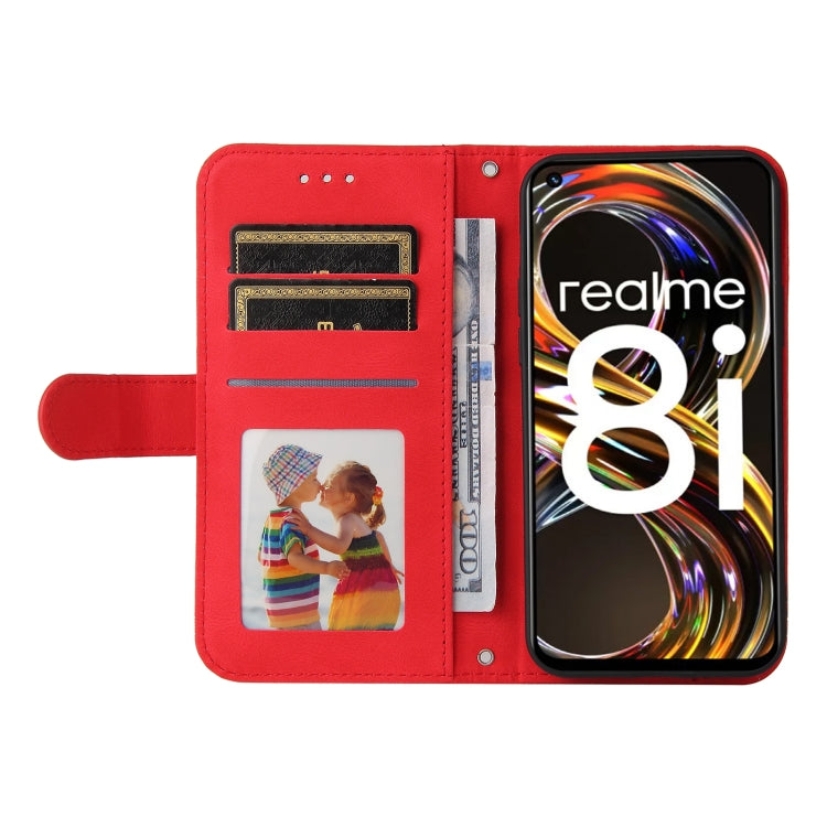 For OPPO Realme 8i Skin Feel Life Tree Metal Button Horizontal Flip Leather Phone Case