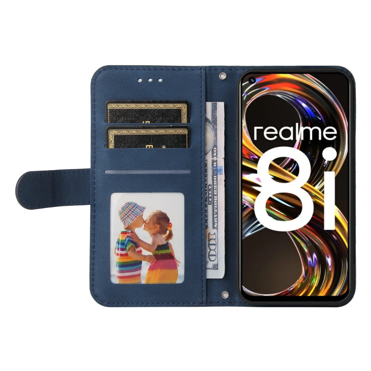 For OPPO Realme 8i Skin Feel Life Tree Metal Button Horizontal Flip Leather Phone Case